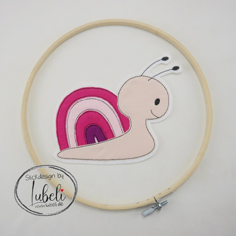 Stickdatei Schnecke mit Regenbogen 10x10 13x18 15x24 18x30 Embroidery snail rainbow Bild 1