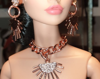 Rose Gold earrings and necklace