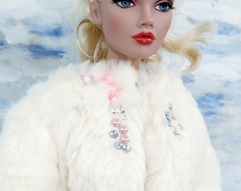 Fur coat for 16 inch fashion doll FashionRoyalty Poppy Parker Or doll with similar body