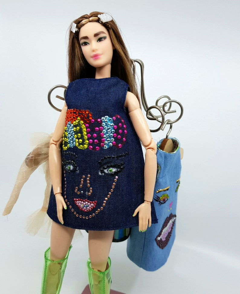 Dress Jeans with hand painted face. image 1