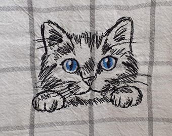 Embroidered tea towel