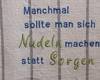 Embroidered tea towel