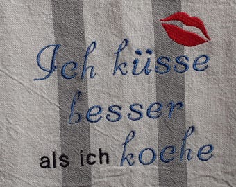 Embroidered tea towel