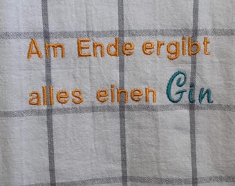 Embroidered tea towel