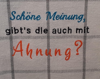 Embroidered tea towel