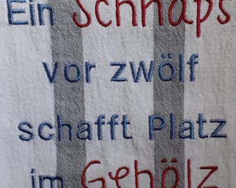 Embroidered tea towel