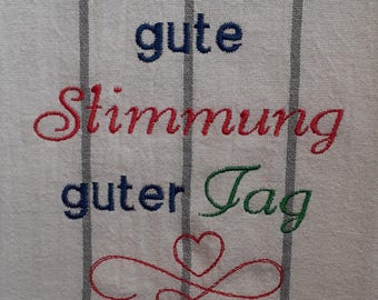 Embroidered tea towel