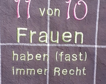 Embroidered tea towel