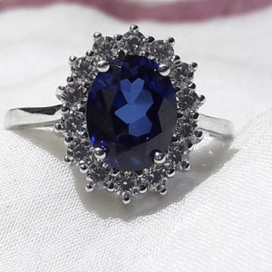 Sapphire Ring,925 Sterling Silver Ring,Handmade ring,Oval Cut ring,sapphire Engagement ring,Gift For her, wedding ring, anniversary gift