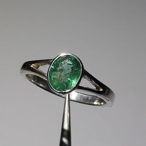 Natural Emerald ring, Oval cut ring,925 Sterling Silver ring,gift ring,may birthstone ring,Anniversary ring