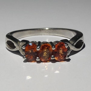 Anillo de zafiro naranja, anillo de zafiro de plata de ley 925, anillo de compromiso de zafiro, banda de compromiso, anillo de regalo de las mujeres, anillo de aniversario