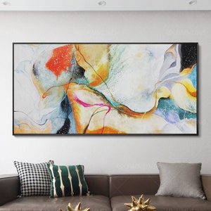 Framed painting Original art Abstract Acrylic Paintings On Canvas Gold art red Large painting modern art wall pictures cuadros abstractos