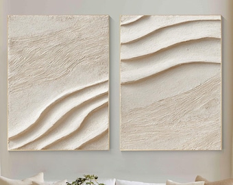Arte Murale 3D Onde di Sabbia Beige, Pannelli Texture Wabi Sabi Japandi Minimalista
