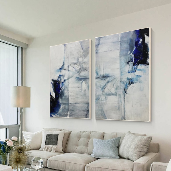 Navy Gray Wall Art - Etsy