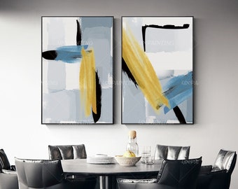 2 pieces wall art Abstract painting Geometric art paintings On Canvas original framed wall art home Decor set of 2 wall art wall pictures