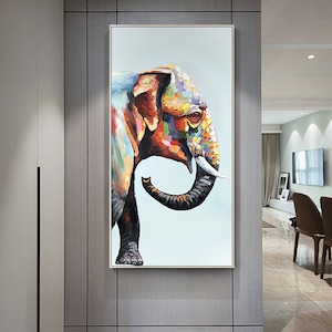 Animal painting Africa Elephant decor palette knife framed painting Original acrylic Paintings On Canvas textured Extra Large Wall picture