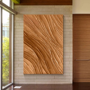 Earth Tone Art Minimalist 3D Heavy Texture Wall Art, Modern Minimalist Brown Wall Art, Living Room Large Art Decor Abstract Painting Canvas