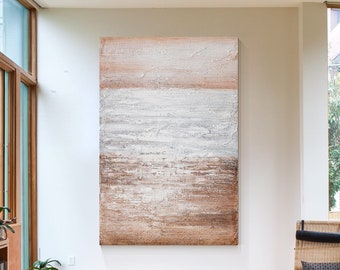 Pintura abstrata texturizada 3D: arte de parede em tela emoldurada Wabi Sabi