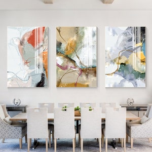 Painting on canvas Blue wall art 3painting set green grey wall art abstract wall art large original oil painting abstract watercolor decor