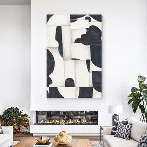 Navy Blue Geometric Painting: Modern Abstract Wall Art