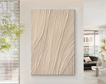 Beige Wabi Sabi Texture Painting: Minimalist Framed Canvas Wall Art