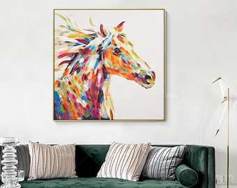 Original Animal Horse acrylic Paintings On Canvas home Decor Large painting framed Wall art Heavy Textured wall Pictures cuadros abstractos