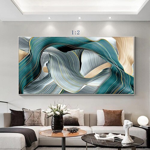 Turquoise Wall Art Extra Large Abstract Art Canvas Print Huge Etsy