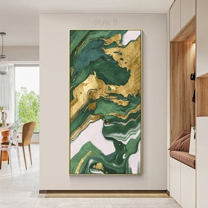 Gold Green Abstract Textured Painting, Luxury Room Oversize Extra Large Gold Wall Art, Original Gold Green Painting On Canvas, Hand Painted