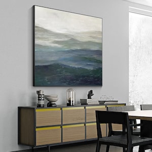 Mountain Painting Abstract Painting On Canvas, Mountain Landscape Square Framed Wall Art, Modern Livingroom Bedroom Wall Art Home Decor