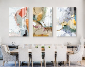 Painting on canvas Blue wall art 3painting set green grey wall art abstract wall art large original oil painting abstract watercolor decor