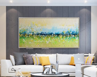Original Abstract Acrylic Paintings On Canvas Yellow floral painting modern art textured framed Wall Art pictures cuadros abstractos