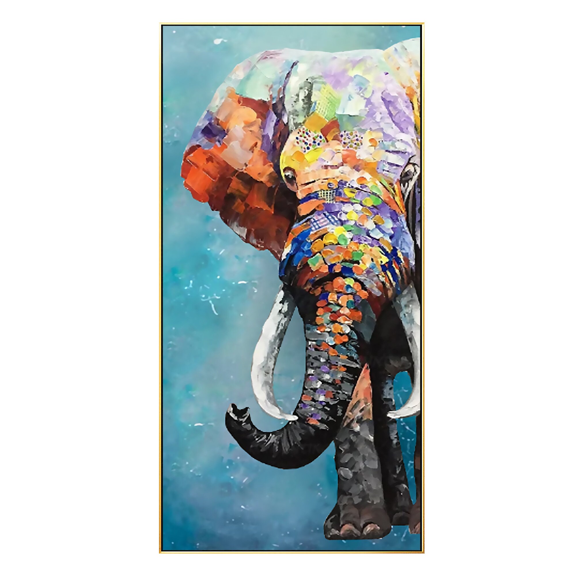 オリジナルの象の絵画：カラフルなポップアート、特大キャンバス壁装飾