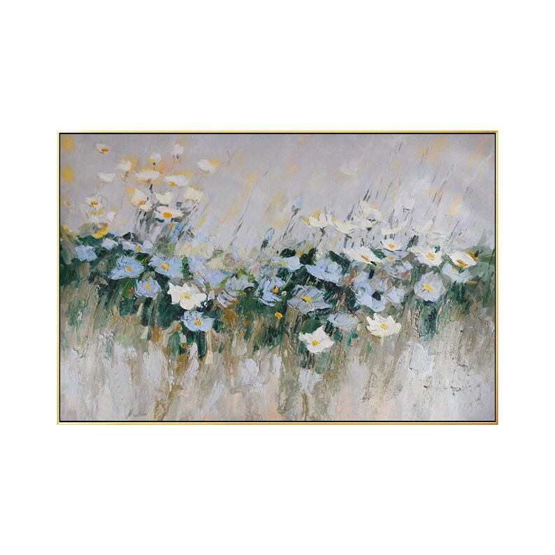 Framed Paintings on Canvas Original Art Flower Painting White Etsy