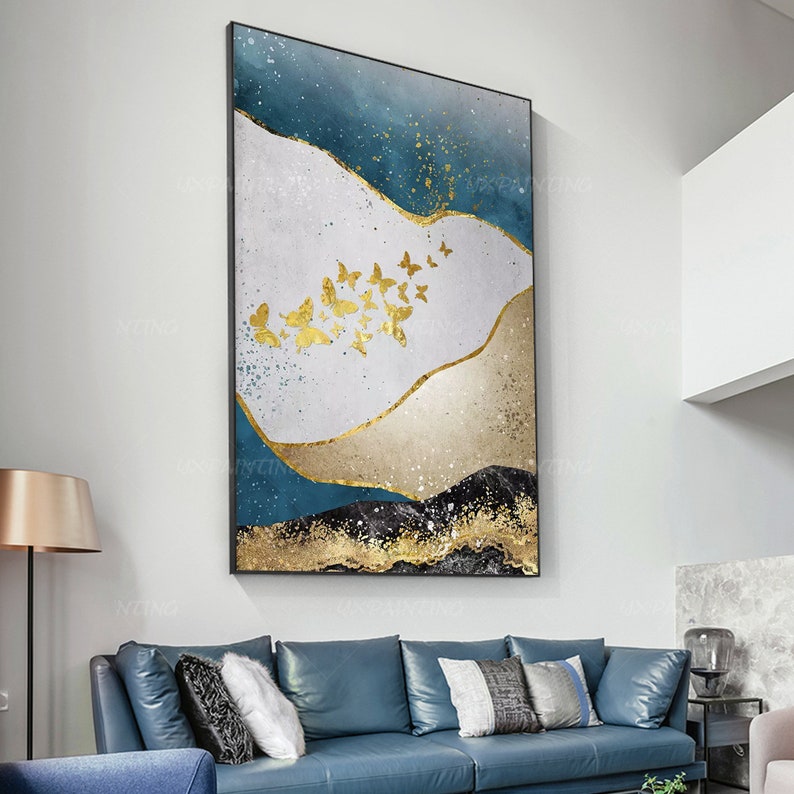 Gold Leaf Abstract butterfly Geometric Painting print On Etsy