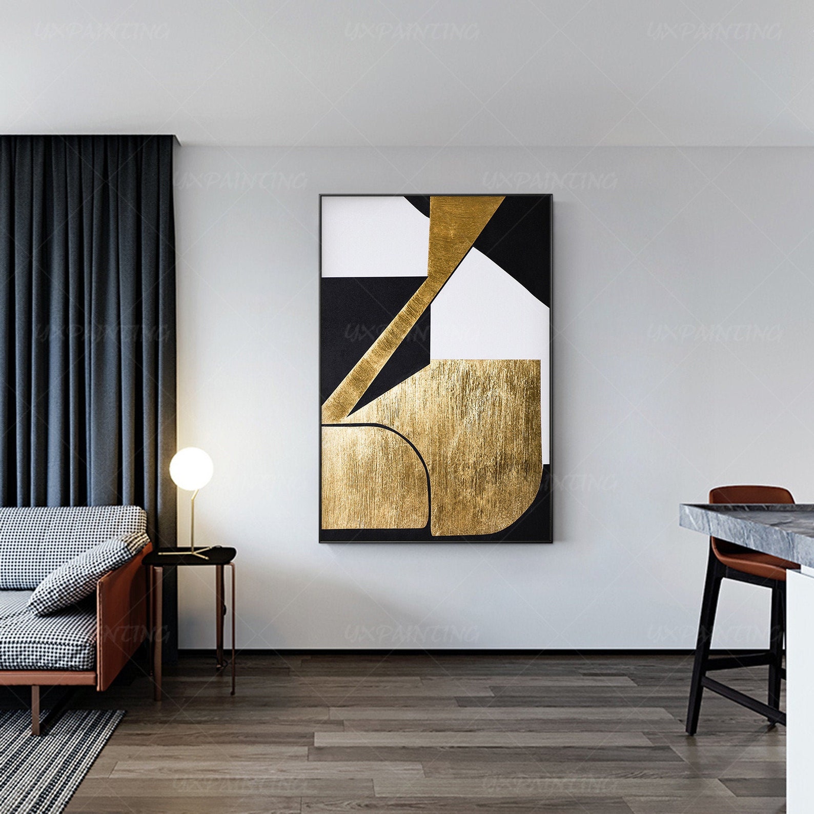 Gold Leaf Abstract Geometric Paintings on Canvas Original Art Etsy