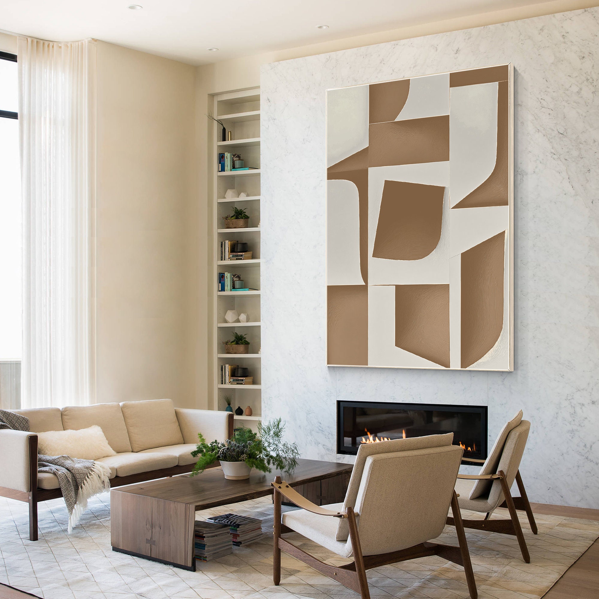 Beige Gray Abstract Painting on Canvas, Minimalist Painting Wall Art ...