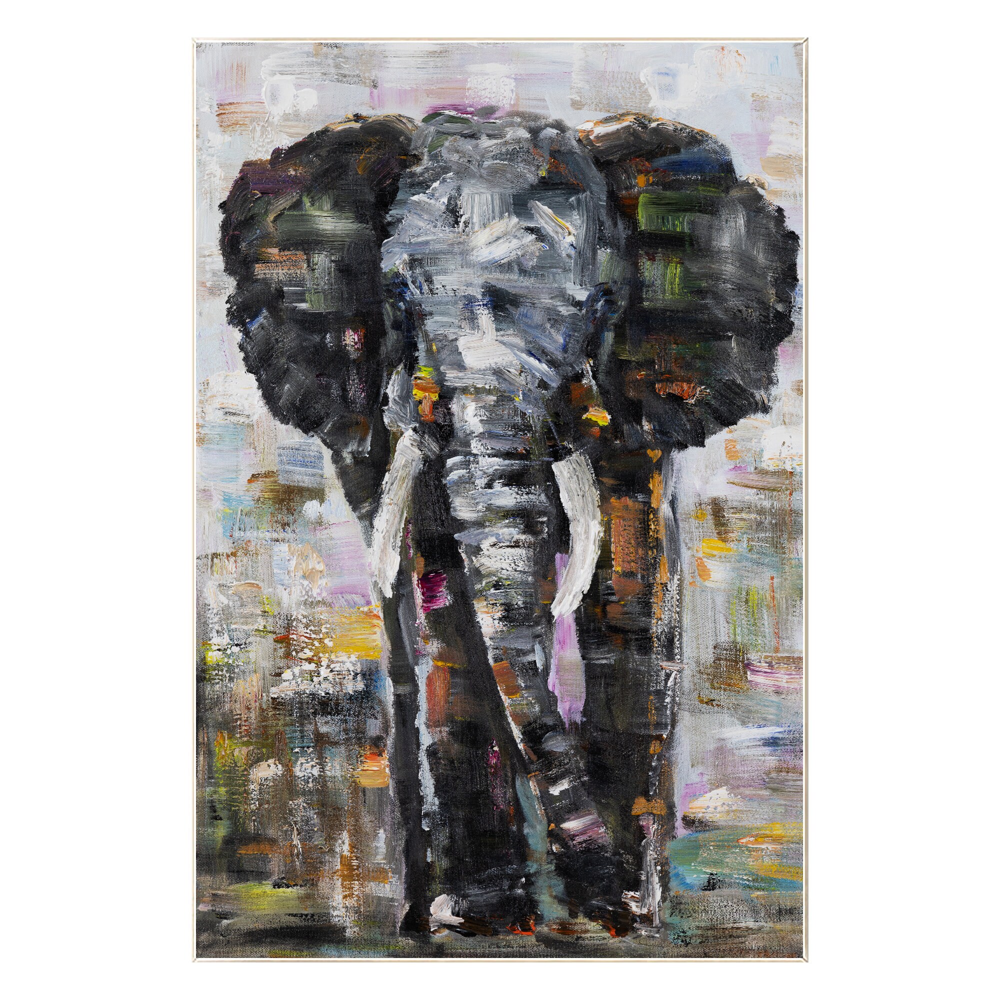 キャンバスに描かれたオリジナルの象の絵画：黒の壁アート装飾 - Etsy 日本