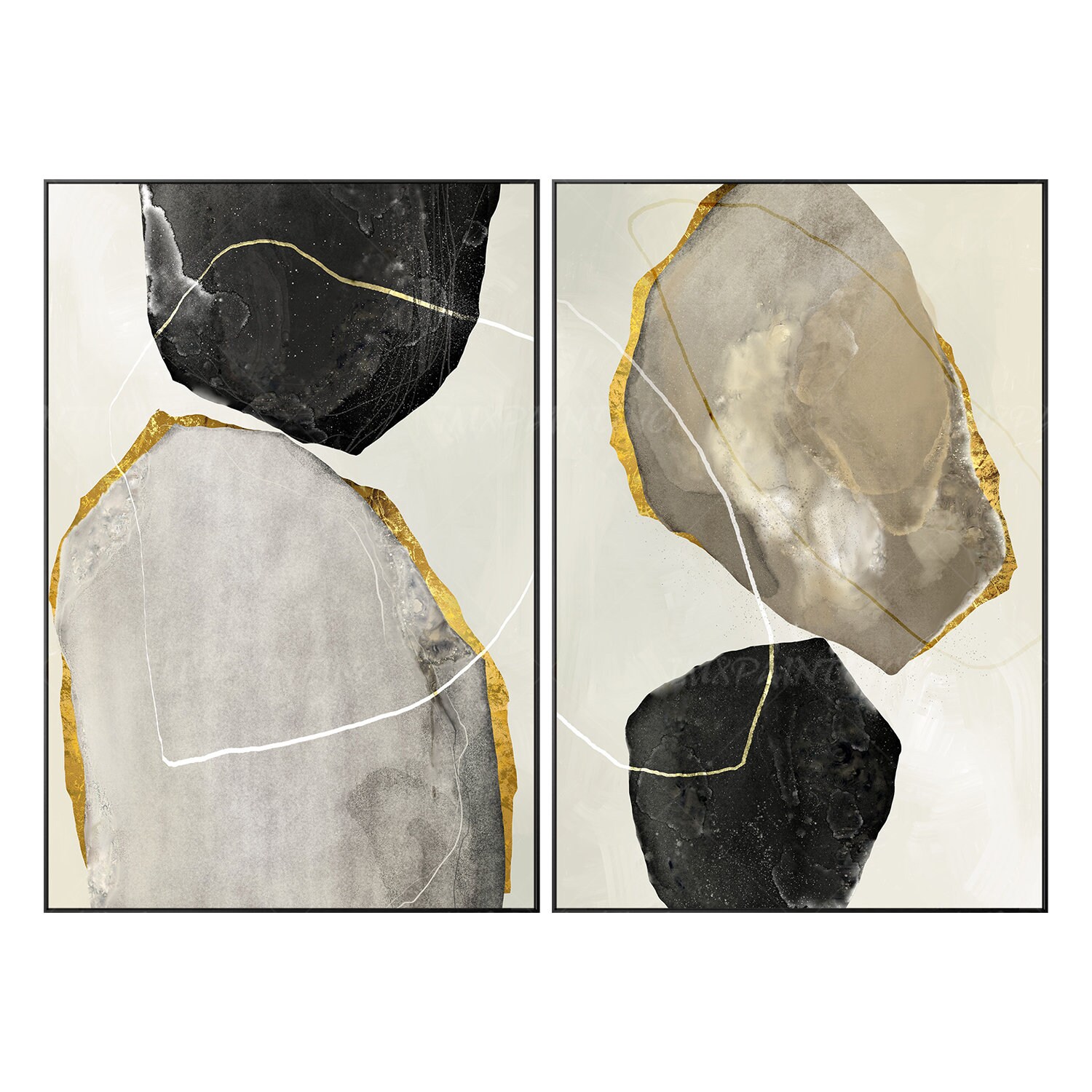 Framed wall art Set of 2 prints Abstract print geometric art Etsy