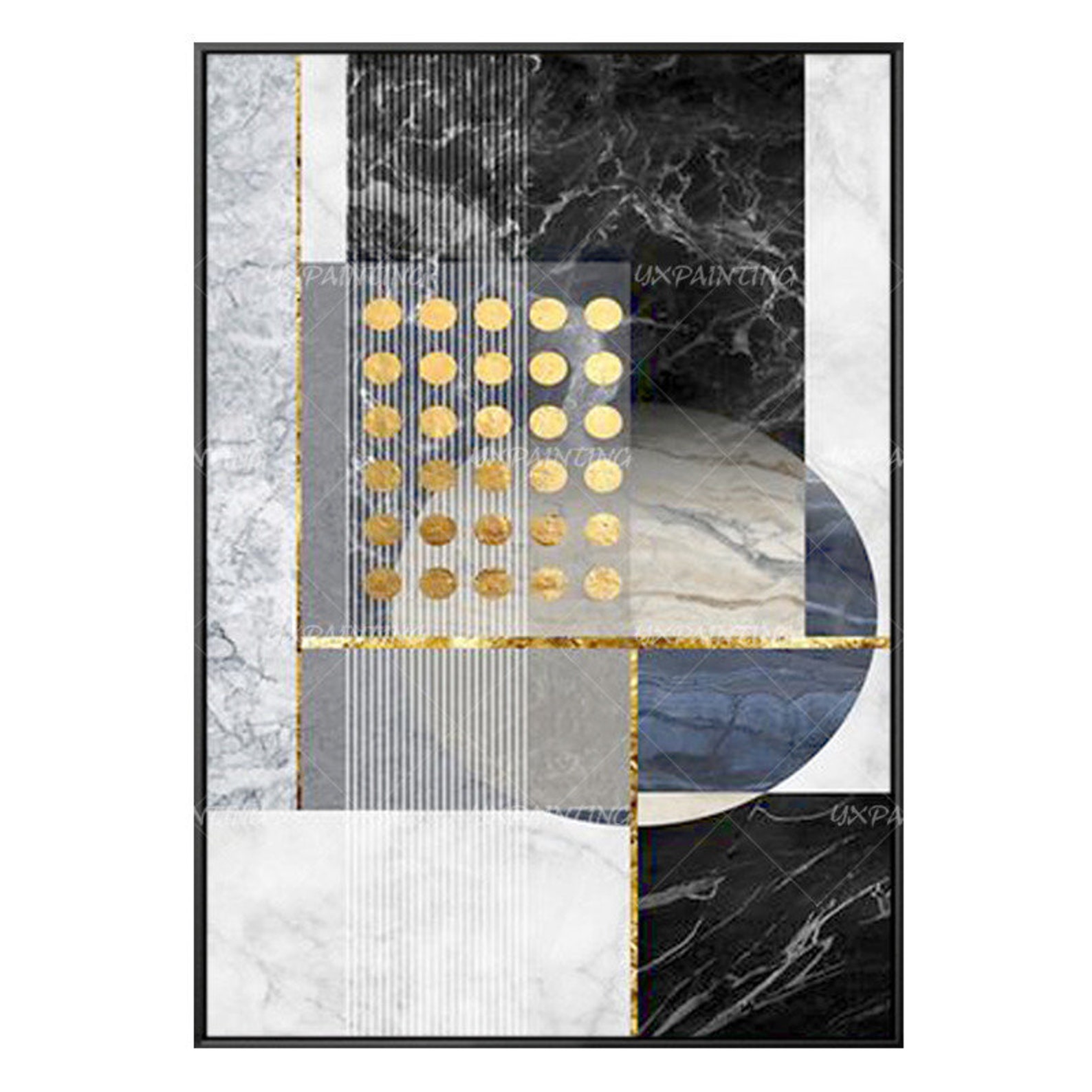 Framed wall art Geometric art Gold art Original Abstract Etsy