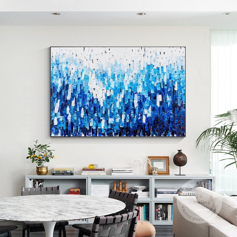 Blue White Abstract Painting Original Textured Painting on Etsy