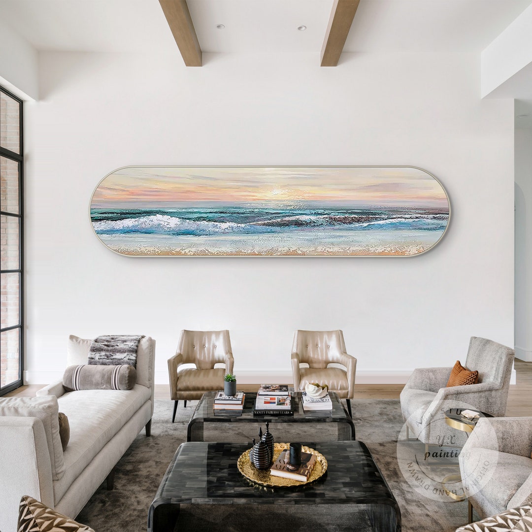 Seascape Painting on Canvas Long Narrow Horizontal Seascape Etsy