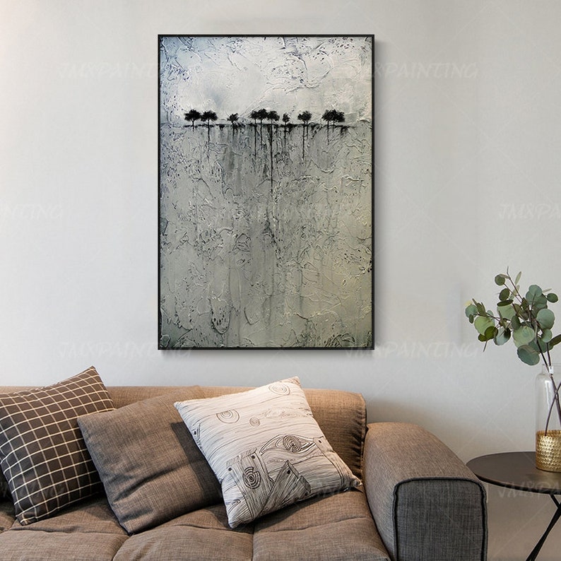 Abstract Painting Print on Canvas Ready to Hang Framed Etsy