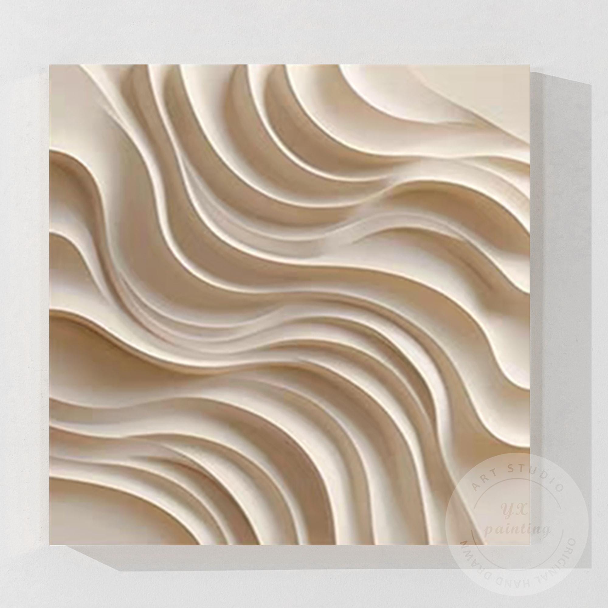 Contemporary 3D Wood Abstract Wall Art, Hand Carved Layered Wave