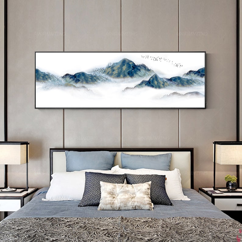 Abstract Mountain Wall Art Framed Watercolor Prints Landscape Etsy
