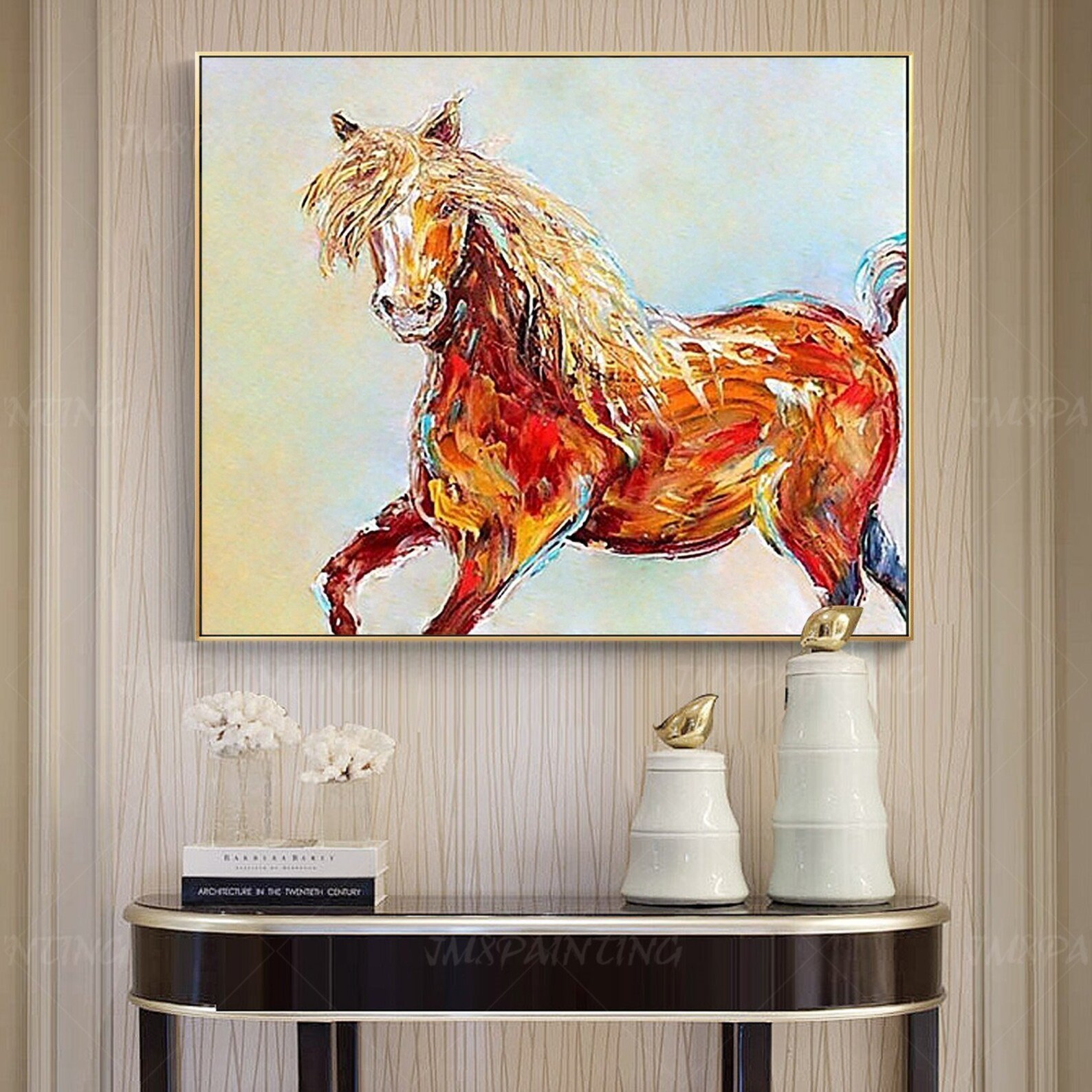 Horse decor Palette knife framed wall art Original Animal Etsy