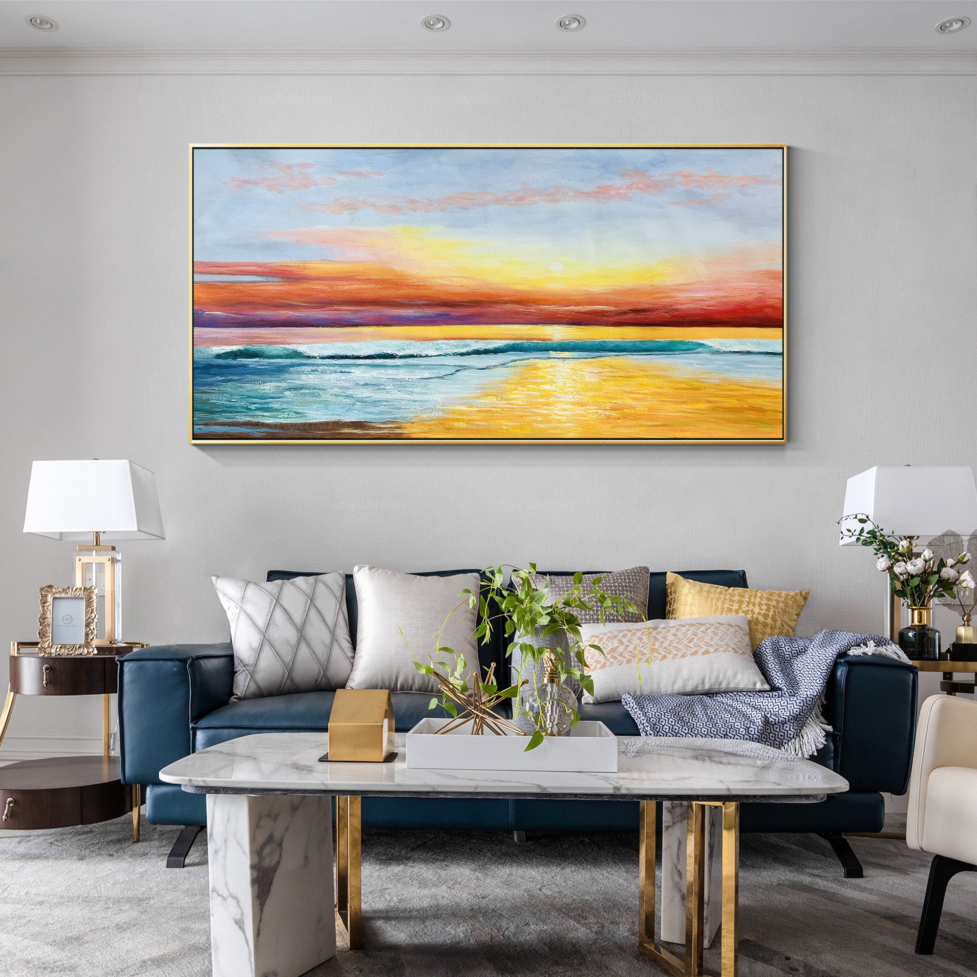 Sunset Painting Sea Waves Oil Painting on Canvas Original | Etsy