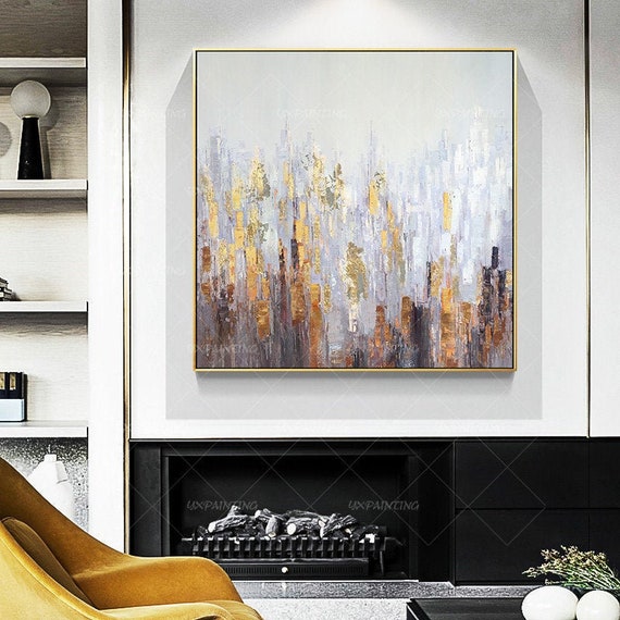 Gold leaf Abstract acrylic Paintings On Canvas Original art Etsy