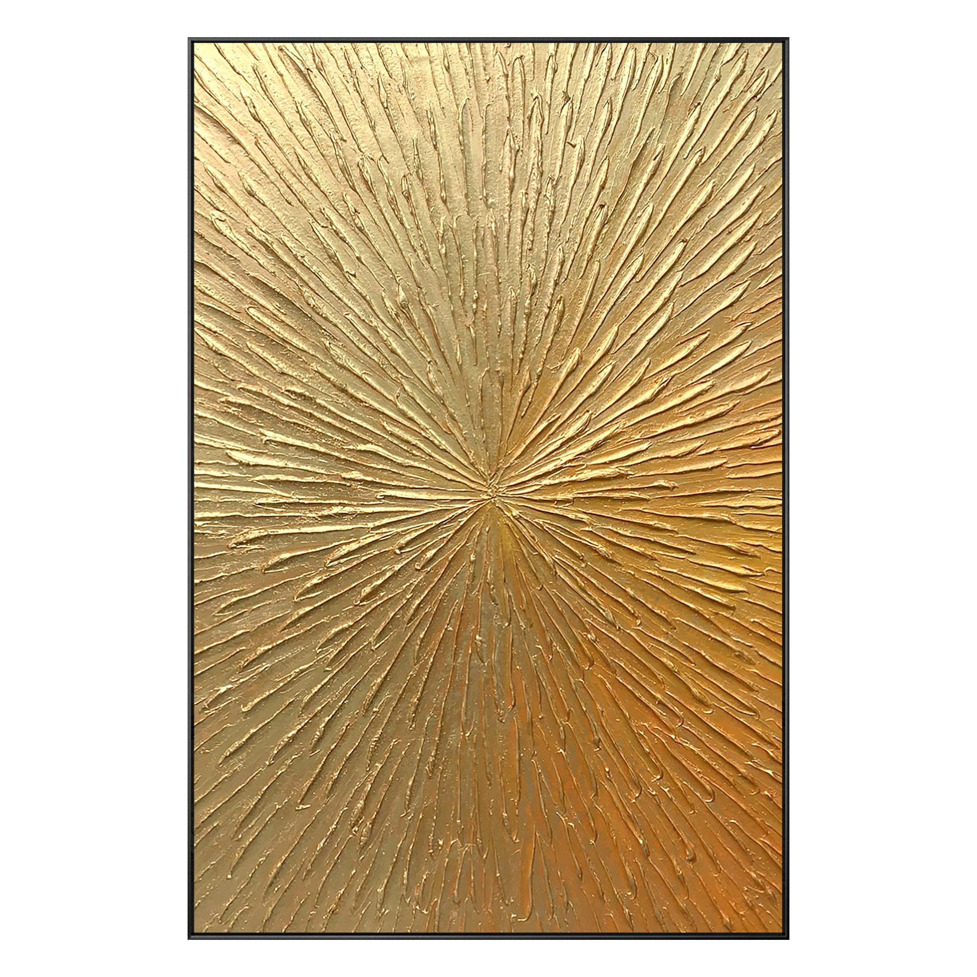 Golden Sunburst Textured Wall Art – Luxury Gold Abstract Painting