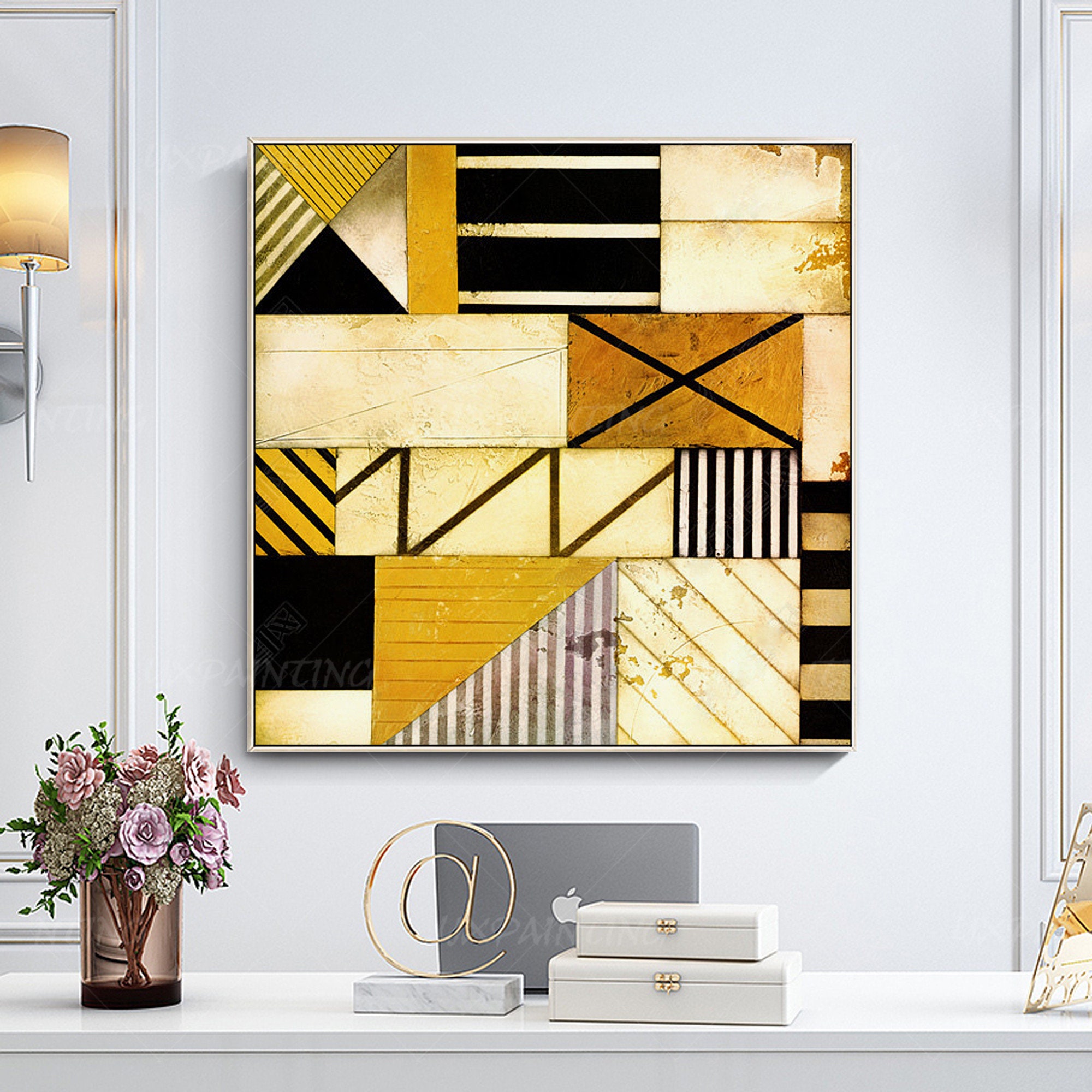 Geometric art Abstract Paintings On Canvas original acrylic Etsy