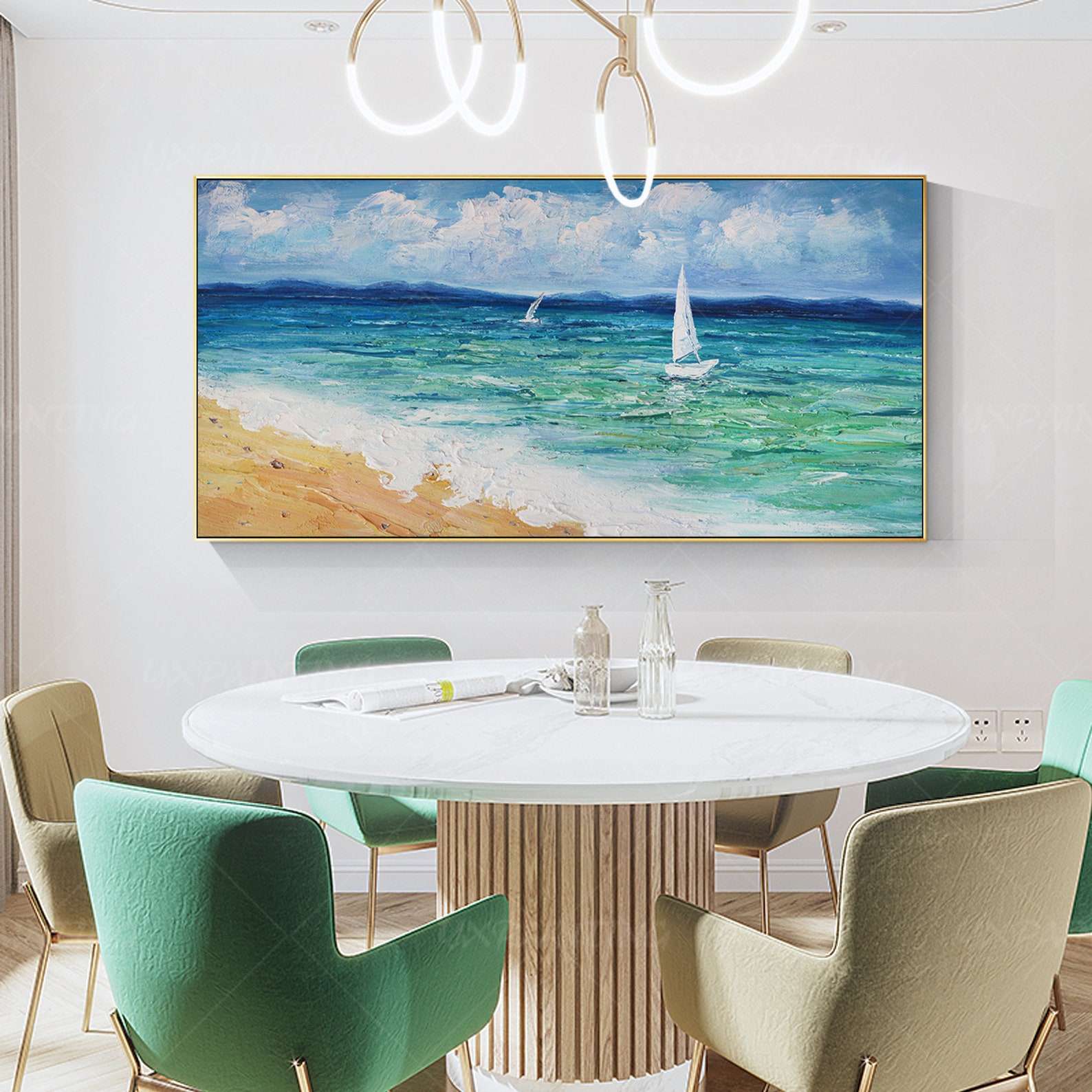 Framed Wall Art Oil Painting on Canvas Original Beach Etsy